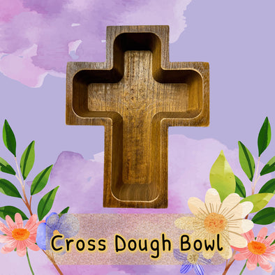 Cross Wooden Dough Bowl