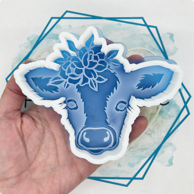 Cute Cow with Flowers Freshie Mold