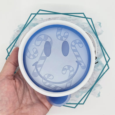 Candy Cane Smiley Face Freshie Mold