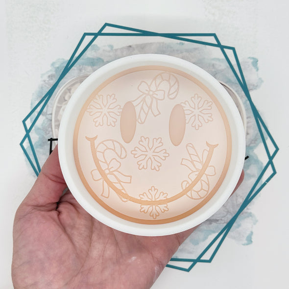 Smiley with Snowflakes & Candy Canes Freshie Mold