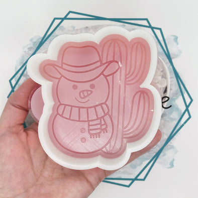 *NEW RELEASE* Cowboy Snowman with Cactus Freshie Mold