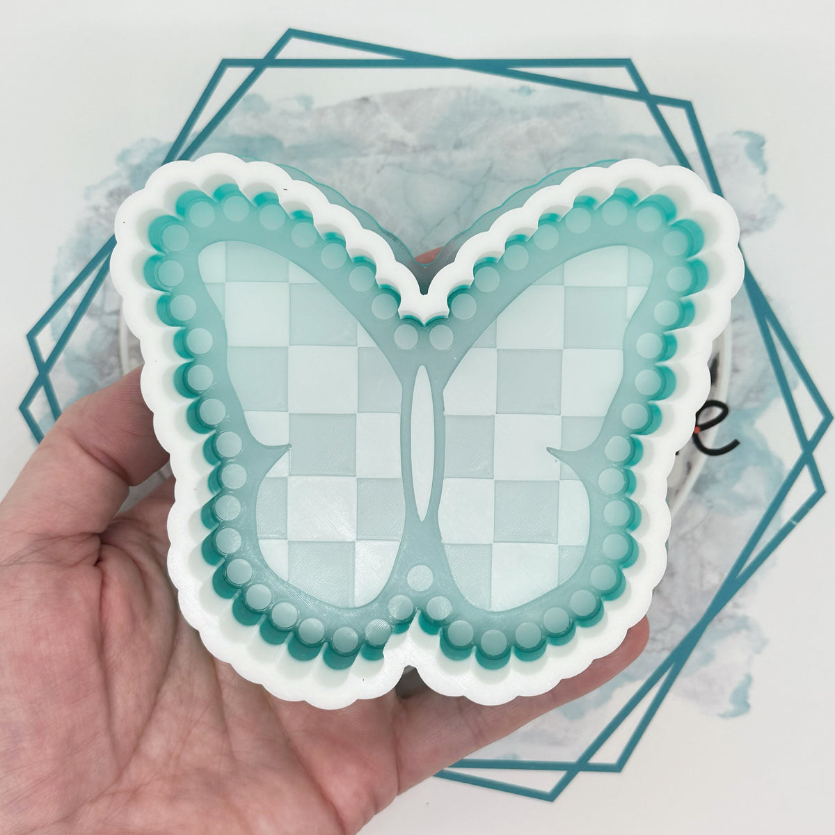 Checkered Turquoise Butterfly Freshie Mold – The Freshie Junkie, LLC