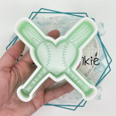 Baseball Heart & Bat Freshie Mold