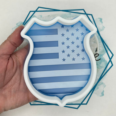 Police Badge with Flag Freshie Mold