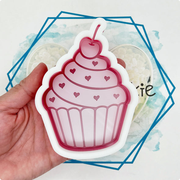 Cupcake (with cherry & hearts) Freshie Mold