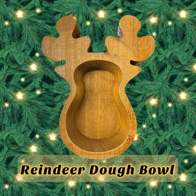 Reindeer Wooden Dough Bowl