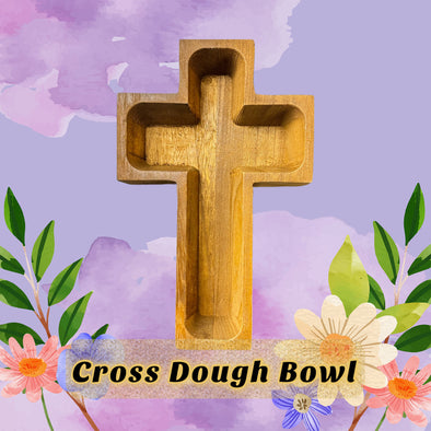 Cross Wooden Dough Bowl