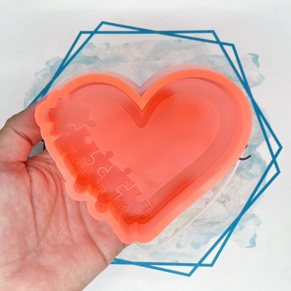 Autism Heart with Puzzle Pieces Freshie Mold